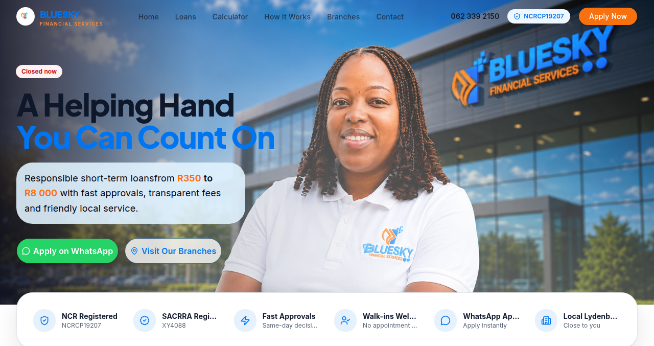 BlueSky Financial website and mobile app mockup